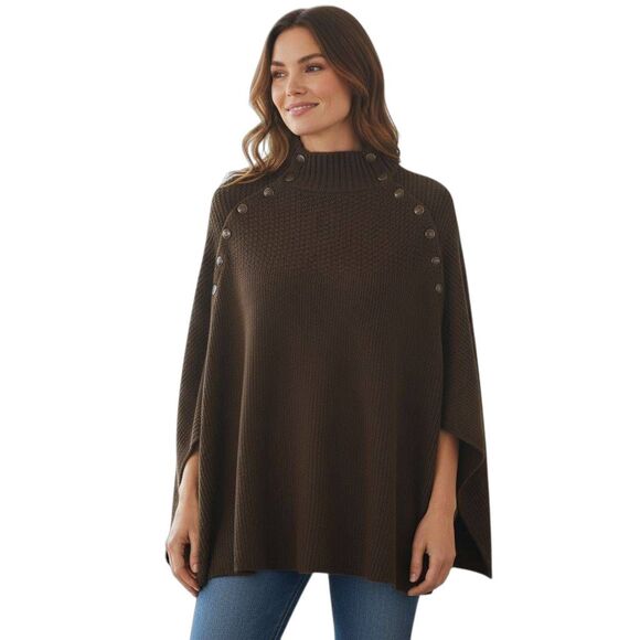 G.I.L.I. ARMY GREEN SWEATER CAPE W/BUTTONS SZ.XS/S EUC. - Picture 1 of 9